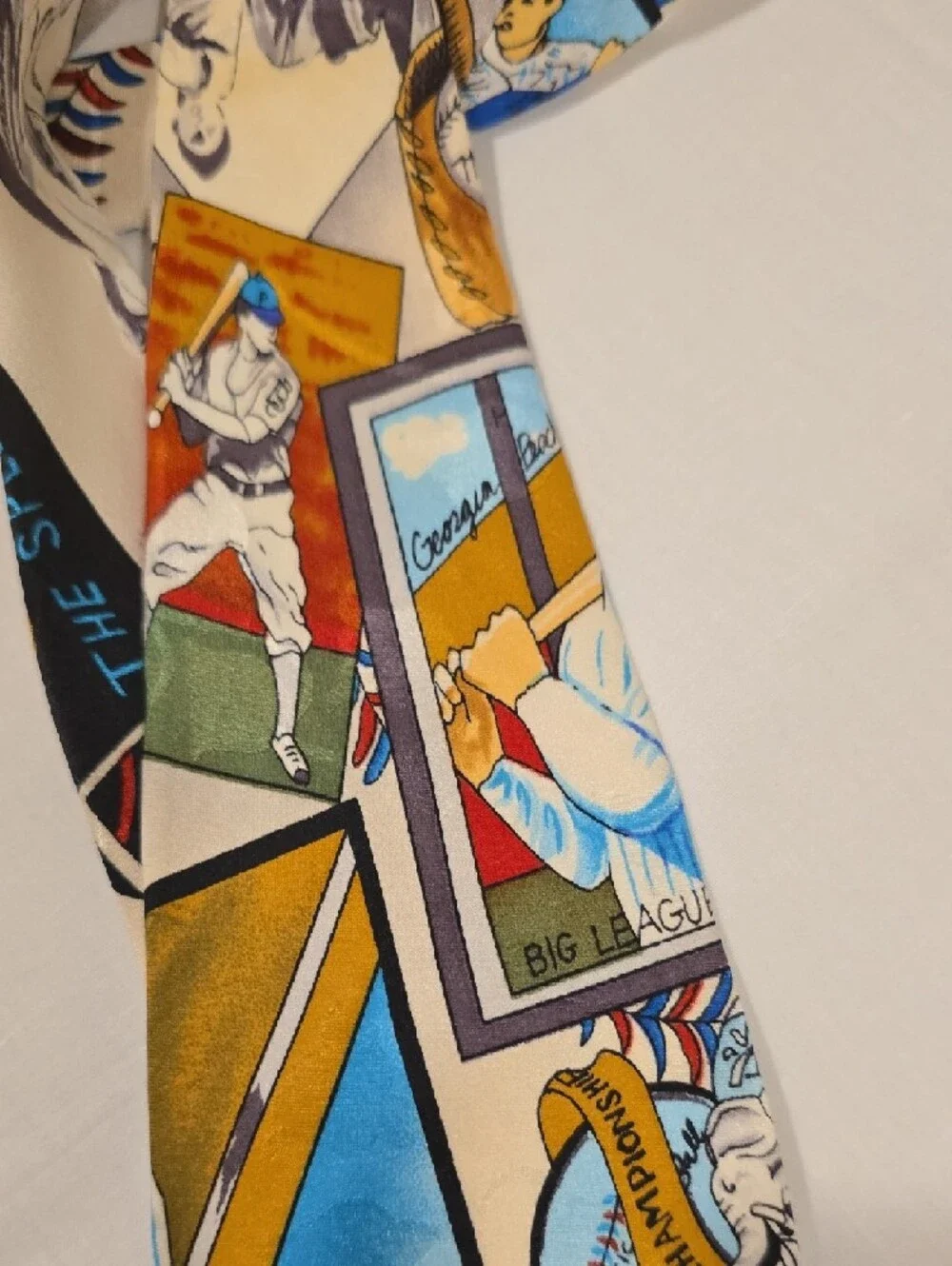 Nicole Miller Multicolor Old Time Baseball‎ Novelty Print Silk Men's Vintage Tie